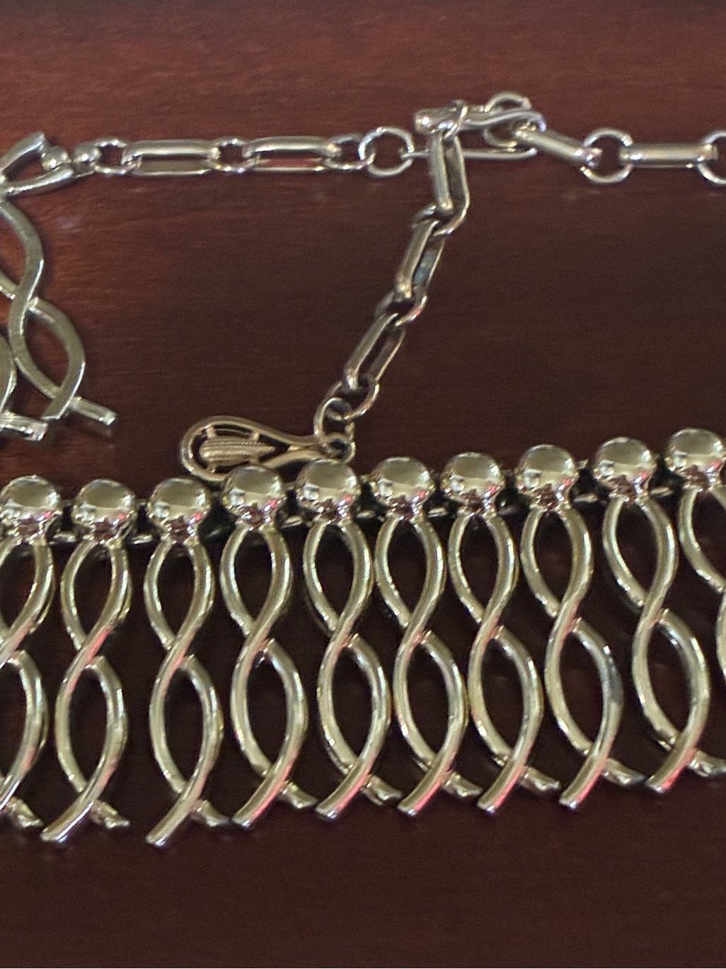 Gold Coro Dangle Link Choker Necklace - Women Jewelry Very Elegant